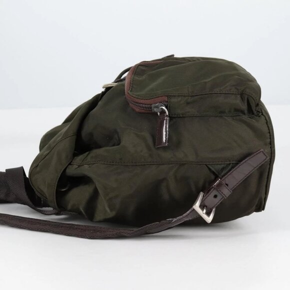 PRADA Backpack Nylon Khaki Silver Auth th6297 - Picture 5 of 15